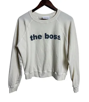 Self Contrast The Boss Graphic Crewneck Sweatshirt Ivory Womans S thumbnail 1