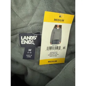 NWT Lands End Quilted Pullover Snap Sweatshirt Women’s Size Medium Light Blue thumbnail 6