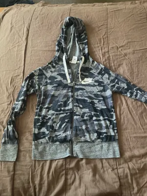 Nike Women's Sportswear Gym Blue Camo-Print Hoodie/ Jacket Lightweight thumbnail 2