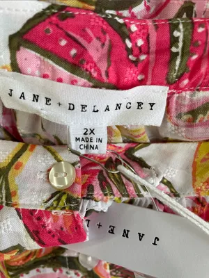 Jane and Delancey Tropical Button-Front Tunic in Pink, Yellow and Green thumbnail 5
