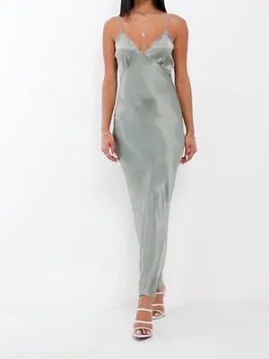 House of Harlow 1960 Satin Slip Lace Maxi Seafoam Green Dress thumbnail 3