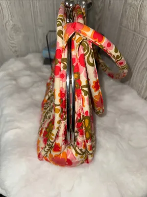 Vera Bradley Floral Quilted Handbag-Pink, Olive & Orange thumbnail 4