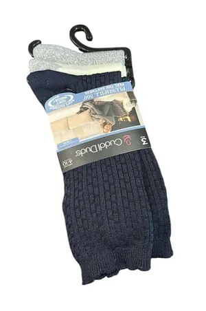 Cuddl Duds Plushfill Crew Socks NEW Navy Marled Gray Cream Warm Cozy Size 4-10 thumbnail 1
