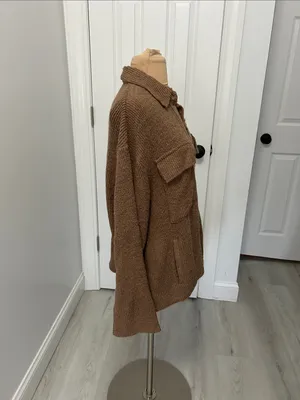 Blue Blush Oversized Ribbed Shacket Brown thumbnail 4
