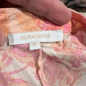 Olivaceous Pink Floral Dress Sz M Puff Sleeves Ruffle thumbnail 6