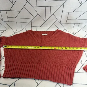 Aeropostale V-Neck Sweater Small Rust Orange Cropped Shaker Knit‎ Long Sleeve thumbnail 2