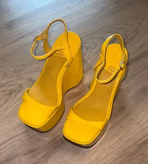 Jeffrey Campbell Bright Yellow Platform Wedge Sandals size 6.5 thumbnail 1