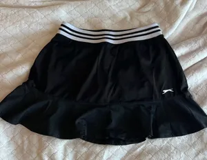 Slazenger Black Skater Tennis Skirt with Striped Waistband thumbnail 1