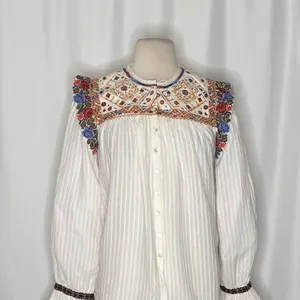 ANTIK BATIK Bernadette Embroidered Cotton Blouse White Boho Bohemian Small 38 thumbnail 3