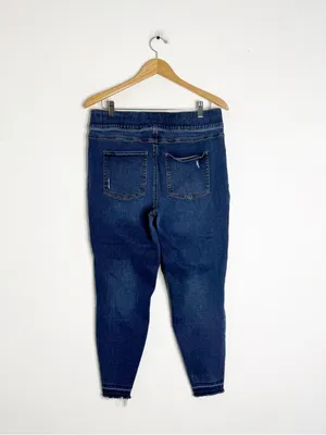 Spanx Jean-ish Leggings 1X Petite Pull On Skinny Jeans Dark Wash Stretch Denim thumbnail 4