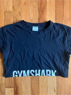 Gymshark Fraction Short Sleeve Crop Top Black Sz‎ Small thumbnail 2