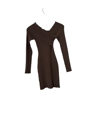 REVOLVE x SUPERDOWN Ysabel Off Shoulder Brown Ribbed Long Sleeve Mini Dress thumbnail 5