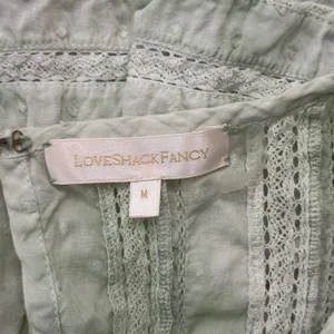 LoveShackFancy Natasha Dress in Moss Green Hand Dye Size Medium 100% Cotton thumbnail 7