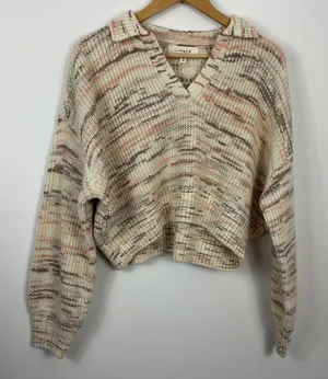 L Space Layla Solstice Space Dye Collared V Neck Sweater M thumbnail 1