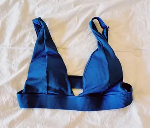 Blue Ribbed Bikini Top thumbnail 1