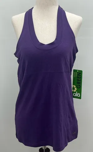 Alo Yoga Relax Tank Top Deep Purple Bamboo Athletic Workout Racerback NWT Large thumbnail 1