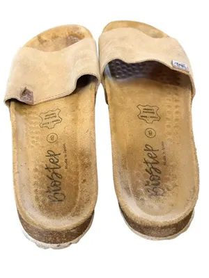 Biostep Leather Light Taupe Cork Footbed Slide Suede Sandals 8 thumbnail 7