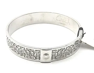 COACH Signature C Logo Silver Tone Bangle Bracelet NWT thumbnail 5
