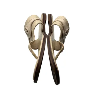 Tory Burch Miller Cream Crocodile Embossed Leather Thong Sandals 7.5M 8813 thumbnail 5