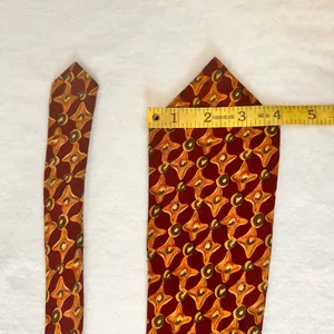 Ralph Lauren Chaps Silk Tie Vintage Geometrics Burgundy Multicolor Necktie thumbnail 3