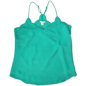 J. Crew‎ Factory Scalloped Cami Tank Top Teal Green Women's 2 Polyester Lined thumbnail 1