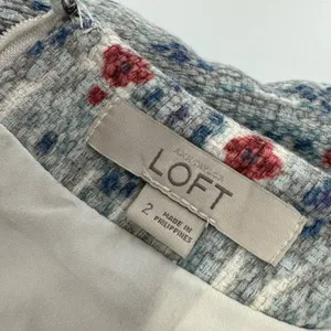 Loft size 2 pencil skirt blue gray‎ white red hidden rear zip thumbnail 6