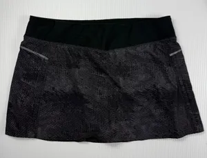 Lucy Active Skort‎ Athletic Running Skirt Built-In Shorts Black Gray L thumbnail 1