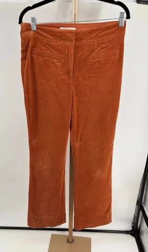 By Anthropologie Orange Corduroy Cropped Flare Pants Patch Pockets Size 6 thumbnail 1