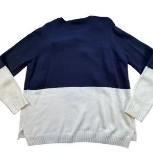 Holiday Time Snowman Sequin Ugly Christmas Sweater Womens 2X 20 Navy‎ White Poms thumbnail 2