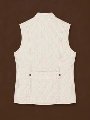 Westport Womens Quilted Puffer Vest Ivory/cream with cinch belt - size Large thumbnail 4