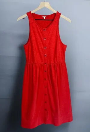J. Crew Women’s Coral Sleeveless Nautical Button Front A-Line Dress #88409 Size S thumbnail 1