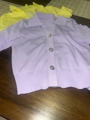 SHEIN Yellow Short Sleeve Button-Up Cardigan thumbnail 4