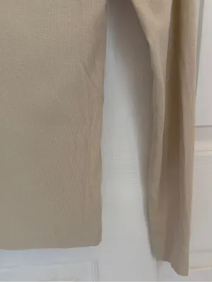 H&M Long Sleeve Crewneck Ribbed Top in Beige thumbnail 6