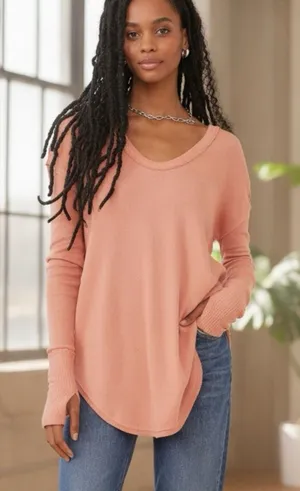 Free People “Colby Long Sleeve” thermal top Savannah Red Sz M thumbnail 1