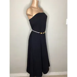 Free People black strapless dress with wood bead belt. Medium. Retails $70 thumbnail 6