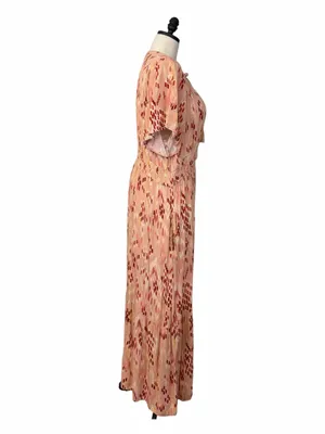 Knox Rose Maxi Dress XXL Blush Geometric Tassel Tie Smocked Waist Cottagecore thumbnail 3