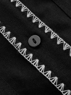 Commense NWT Black Contrast Stitch Belted Shirt Dress Small Linen Blend Sold Out thumbnail 3