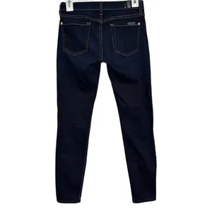 7 For All Mankind The Cropped Skinny Dark Wash Blue Jeans Size 25 thumbnail 5