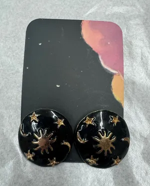 Celestial Black and Gold Earrings thumbnail 1