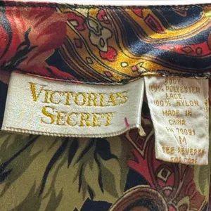 Victoria's Secret Vintage 80s Satin Lace Nightgown Mini Slip Dress Blue Red Med thumbnail 6