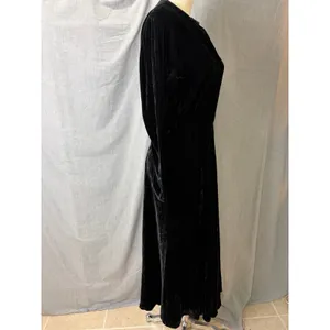 Vintage Donna Morgan Black Velvet Maxi Dress Long‎ Sleeve Side Zip 13/14 thumbnail 6