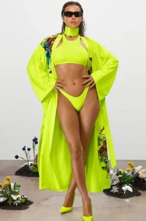 Adidas X Ivy Park Beyonce Satin Robe M Solar Yellow All Gender Printed Graphic thumbnail 12