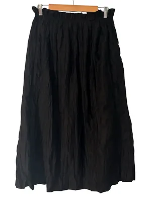 J. Crew Black Crinkle Gathered Waist Skirt Pull-On Midi Length - size Small thumbnail 1