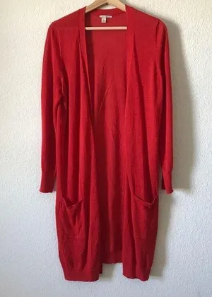 Halogen linen blend knit open front long cardigan size‎ M thumbnail 1