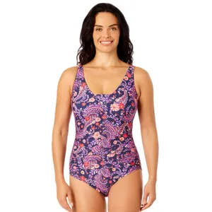 NEW Lands’ End Paisley Floral One Piece UPF 50 Adjustable Straps Swimsuit, XS thumbnail 3
