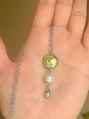 Handmade Czech glass teardrop & swirl necklace🍃🌀 thumbnail 4