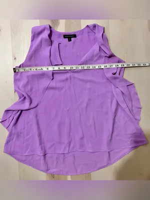 Banana Republic Women XS Pastel Lilac Flowy Sleeveless Blouse Minimalist Office thumbnail 7