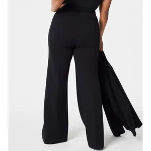 Spanx Ponte Button Front Wide Leg Classic Black High-Rise Waist Stretchy Trouser thumbnail 6