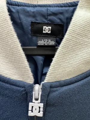 DC Shoes Blue Varsity Jacket Full Zip Logo Accents Stand-Up Collar Size L thumbnail 3