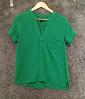 J. Crew Soft Gauze Short Sleeve V Neck Popover Cotton Crinkled Womens XXS thumbnail 1